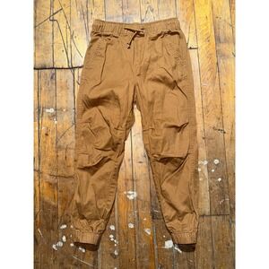 H&M Boys Sz 6 Jogger‎ Pants Brown Tapered Leg Slash Pocket Elastic Waist